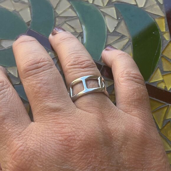 The Double Link Ring in 925 Silver - Picture 2 of 7